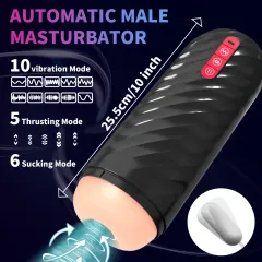 Jiehuo automatic male masturbator with vibration thrusting and suction in black