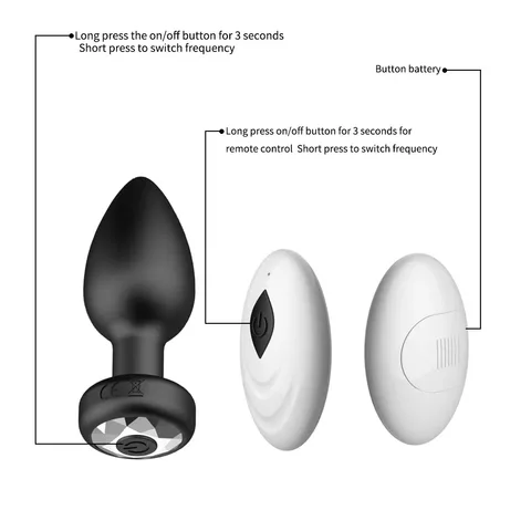 Specifications graphic for the remote-controlled vibrating anal plug