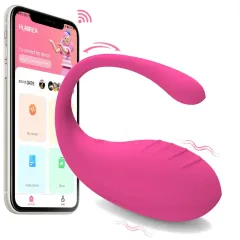 Three color options of the vibrating egg in pink rose red and violet