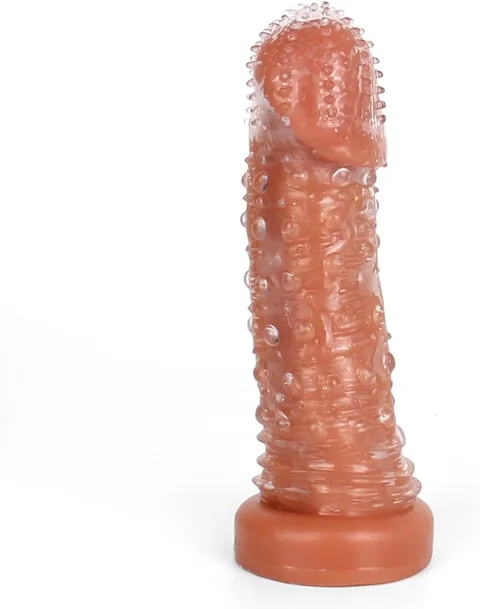 Transparent sleeve laid flat to show its shape and open ends