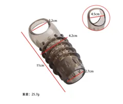 Size guide showing sleeve length and opening diameters in centimetres and inches