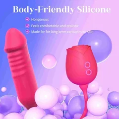 Body-friendly nonporous silicone rose head and thrusting arm for long-term skin contact