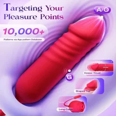 App control screen showing 10000 plus patterns and deeper thrust targeting the G-spot