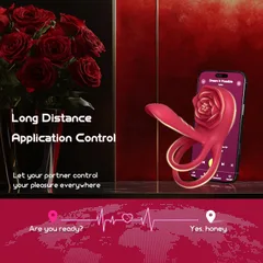 App-controlled rose cock ring paired to a phone for long-distance partner play