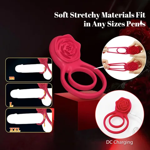 Size guide showing the stretchy silicone ring dimensions