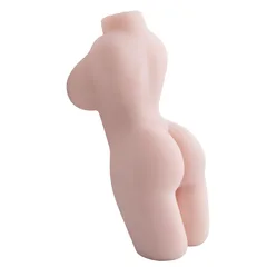 Rear view of the half-body doll showing rounded buttocks and curved hips