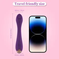 G-spot thumb vibrator scale comparison against hand showing compact size