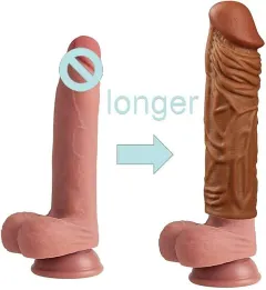 Full-length realistic silicone dildo with veined shaft and sculpted head