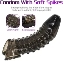 Labeled diagram of the spiked penis sleeve dimensions and features