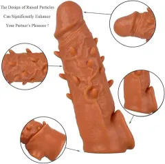 Close-up of raised studded particles along the shaft of the penis extender sleeve