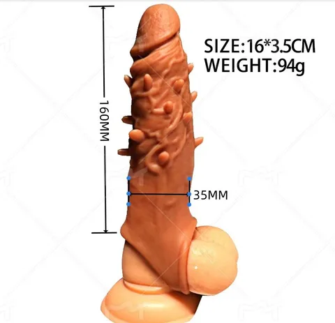 Specification chart of the spiked penis sleeve dimensions and wall thickness