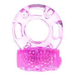 Textured jelly vibrating penis ring with dotted nubs and a bullet vibrator at the base
