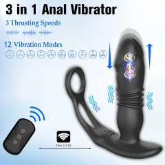 Curved cock ring loop wrapping the base of the silicone anal vibrator