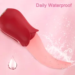 Waterproof tongue vibrator with the silicone tongue splashed with water