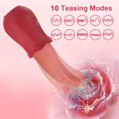 Ten teasing modes shown as waveform patterns on the rose tongue vibrator