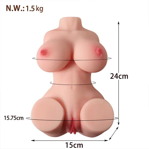 Vaginal and anal channels clearly visible on the compact torso doll