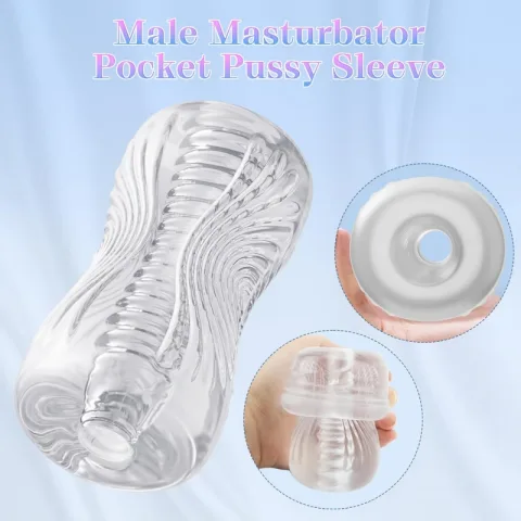 The transparent sleeve laid flat showing its soft stretchy TPE surface