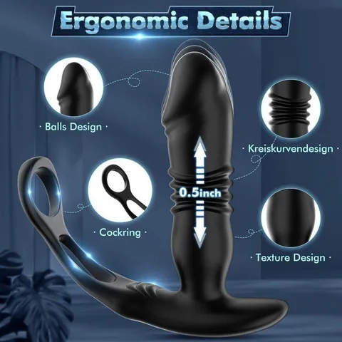 Ergonomic design diagram showing comfortable dimensions for anal plug KY-07