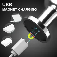 Stainless steel vibrating anal plug with non-slip base shown from the front