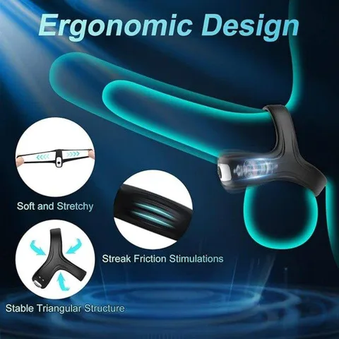 Ergonomic Design Soft and Stretchy Penis Ring KY-37 with Streak Friction Stimulations and Stable Triangular Structure
