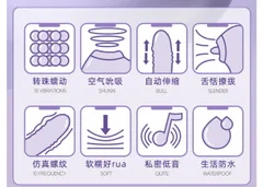 Specification chart listing suction vibration and thrusting modes with noise and battery figures