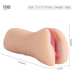 Realistic single-head onahole in flesh-toned material with sculpted opening and ribbed outer texture