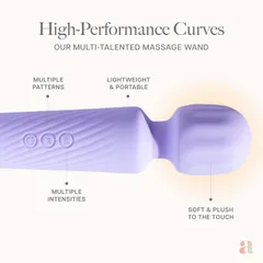 Specification graphic listing the wand vibrator vibration patterns intensities and waterproof rating