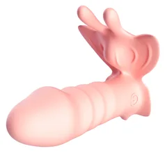 Dual vibration butterfly massager for clitoral and internal stimulation