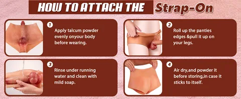 Deep-reaching insertable shaft of the wearable strap-on dildo in skin tone